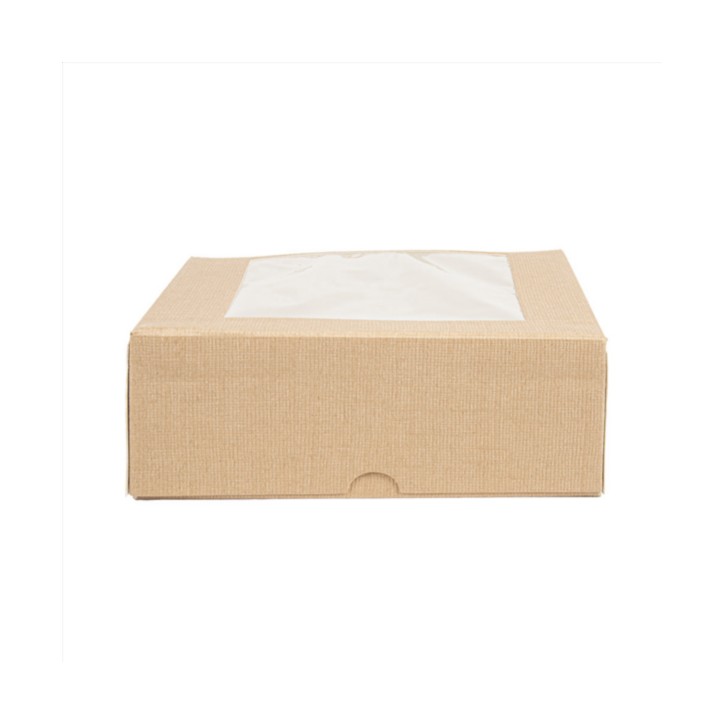 CAJAS PASTELERIA CON VENTANA `THEPACK` - NATURAL KRAFT - 50Uds. - 5 Medidas disponibles.