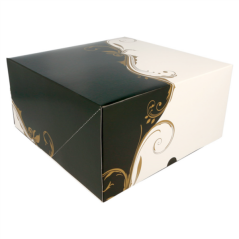 CAJAS PASTELERIA SIN VENTANA `THEPACK` DECORADO CLASSIC NEGRO - BLANCO 50Uds. - 4 Medidas disponibles.