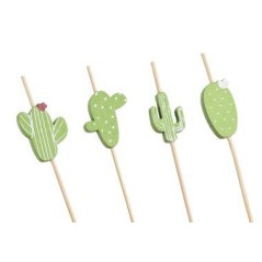 MORUNOS: BROCHETA PICK BAMBU CACTUS 12cm. (100Uds.) Ref.S2003