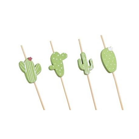 MORUNOS: BROCHETA PICK BAMBU CACTUS 12cm. (100Uds.) Ref.S2003