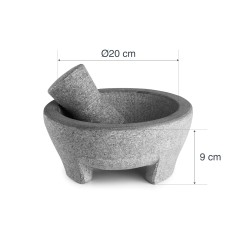 MORTERO: DE GRANITO CON MANO MALCAJOTE Ø20Xh9cm. Ref.60515