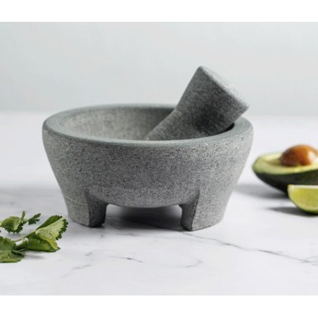 MORTERO: DE GRANITO CON MANO MALCAJOTE Ø20Xh9cm. Ref.60515