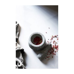 MORTERO: DE GRANITO CON MANO Ø12Xh8cm. Ref.60517