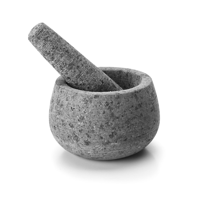 MORTERO: DE GRANITO CON MANO Ø12Xh8cm. Ref.60517