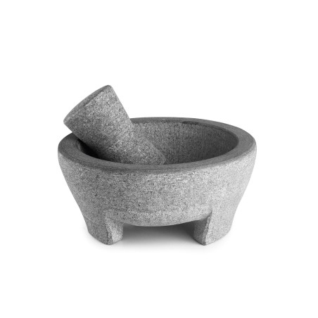 MORTERO: DE GRANITO CON MANO MALCAJOTE Ø20Xh9cm. Ref.60515