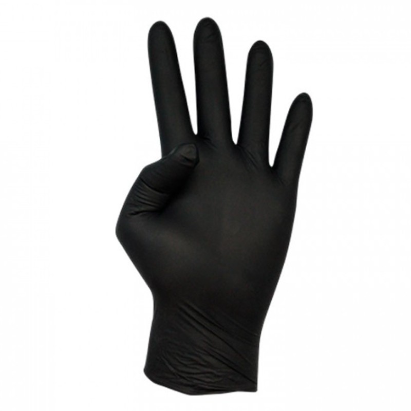 GUANTES LIMPIEZA NITRILO SIN POLVO - 100uds. - CALIDAD PREMIUM - Color NEGRO - 4 Tallas disponibles