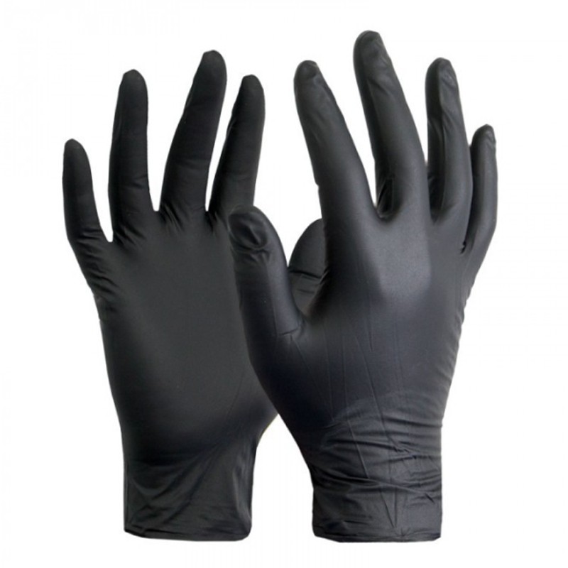 GUANTES LIMPIEZA NITRILO SIN POLVO - 100uds. - CALIDAD PREMIUM - Color NEGRO - 4 Tallas disponibles