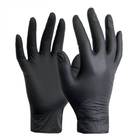 GUANTES LIMPIEZA NITRILO SIN POLVO - 100uds. - CALIDAD PREMIUM - Color NEGRO - 4 Tallas disponibles