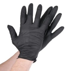 GUANTES LIMPIEZA NITRILO SIN POLVO - 100uds. - CALIDAD PREMIUM - Color NEGRO - 4 Tallas disponibles