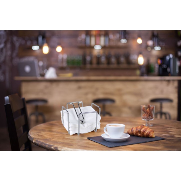 SERVILLETERO COCTEL: ACERO INOX - 12X12Xh10cm. - ANTIVIENTO - Ref.BY01011078023