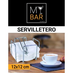 SERVILLETERO COCTEL: ACERO INOX - 12X12Xh10cm. - ANTIVIENTO - Ref.BY01011078023