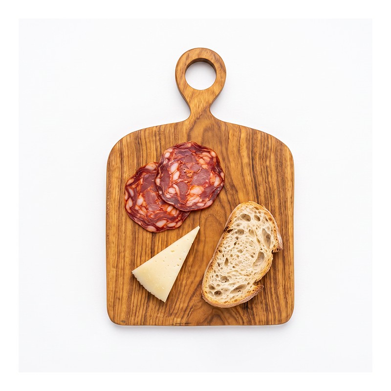 RAIZ DE TEKA: TABLA DE APERITIVOS CON COLGADOR 18X12cm. - ARTESANA - HECHA A MANO -  Ref.TK300