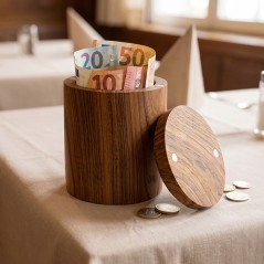 PORTA CUENTAS: RAIZ DE TEKA - CILINDRICO Ø8Xh11cm. CON IMANES - ARTESANA - HECHA A MANO - Ref.TK201-L