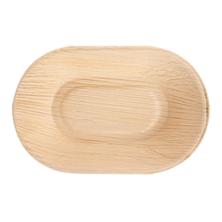 VAJILLA CATERING SERIE NATURA: MINI PLATO OVAL `ARECA` 11X7Xh2 5cm. (25 Uds.) 100% Ecologico Ref.232.43