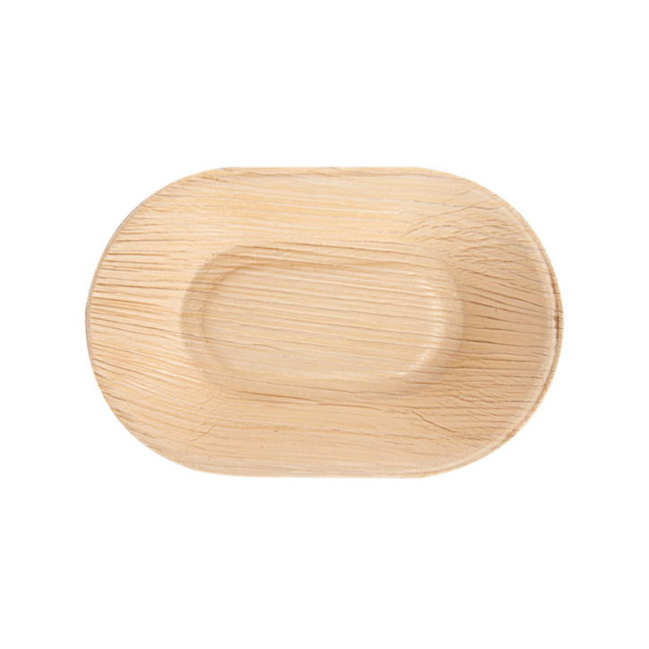 VAJILLA CATERING SERIE NATURA: MINI PLATO OVAL `ARECA` 11X7Xh2 5cm. (25 Uds.) 100% Ecologico Ref.232.43 VAJILLA CATERING SERIE NATURA: MINI PLATO OVAL `ARECA` 11X7Xh2 5cm. (25 Uds.) 100% Ecologico Ref.232.43