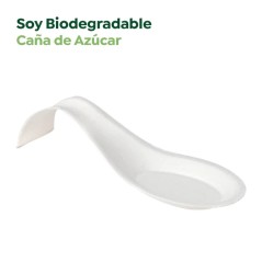 VAJILLA CATERING SERIE PULPA: CUCHARA DEGUSTACION ARCO BLANCA 12X4 2Xh3cm.cm. (50Uds.) 100% Cana de Azucar Ref.5692