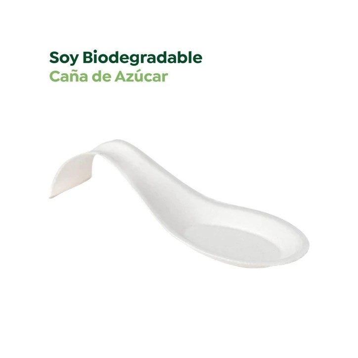 VAJILLA CATERING SERIE PULPA: CUCHARA DEGUSTACION ARCO BLANCA 12X4 2Xh3cm.cm. (50Uds.) 100% Cana de Azucar Ref.5692