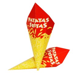 CUCURUCHO CARTON PATATAS FRITAS GRANDE 250gr. (100uni.) Ref.ERPAMU000018