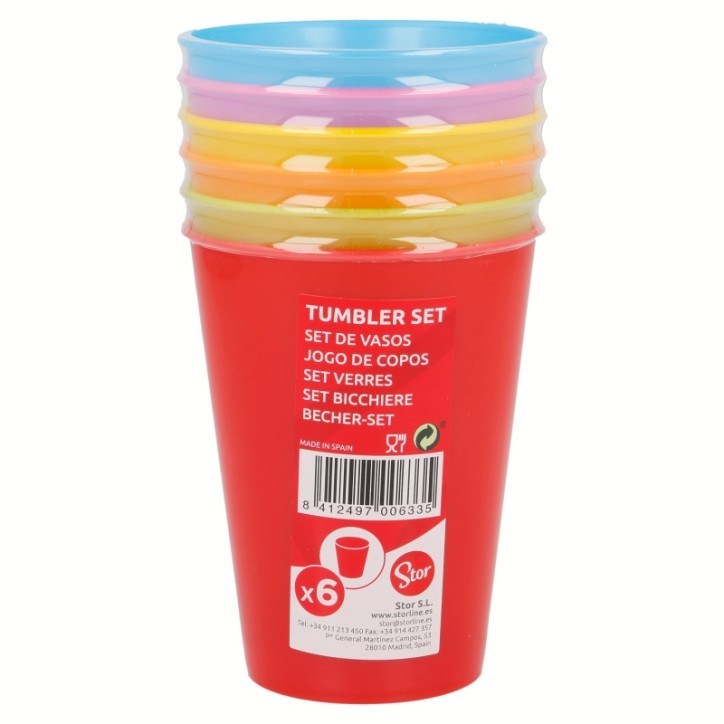 POLICARBONATO STOR: VASO  PP 28cl COLORES (6uni.) Ref.00633