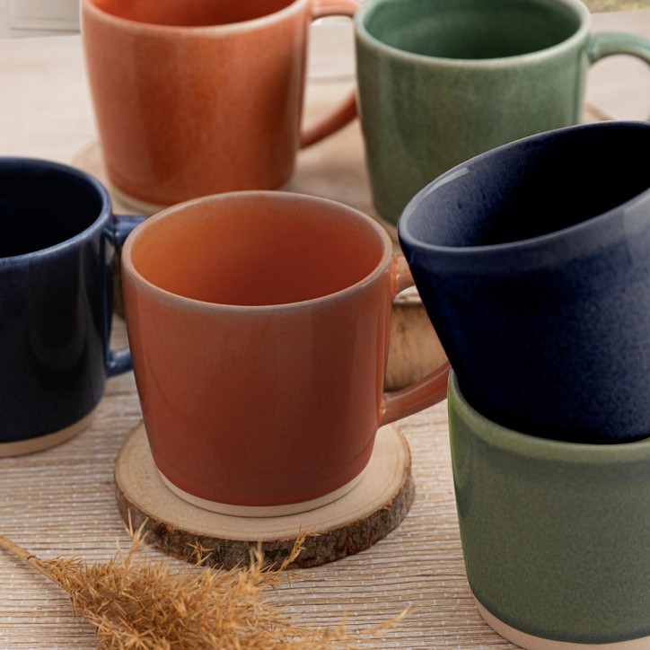 SET DE 6 TAZAS MUG DE COLORES (2 Azul - 2 Naranja - 2 Verdes) Ref.5424151