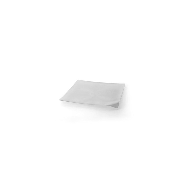 VAJILLA CATERING: WAVE - PLATO INDIVIDUAL PREMIUM - TRANSPARENTE- 127X127mm. - (20uni.) - REUTILIZABLE - Ref.91764