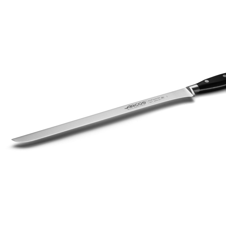 ARCOS SERIE RIVIERA NEGRO: CUCHILLO JAMONERO 300mm. FORJADO Ref.231100