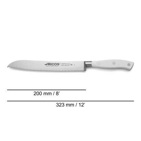 ARCOS SERIE RIVIERA BLANCO: CUCHILLO PANERO 200mm. FORJADO Ref.231324