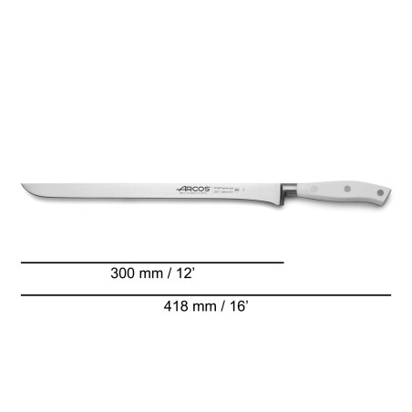 ARCOS SERIE RIVIERA BLANCO:: CUCHILLO JAMONERO 300mm. FORJADO Ref.231124