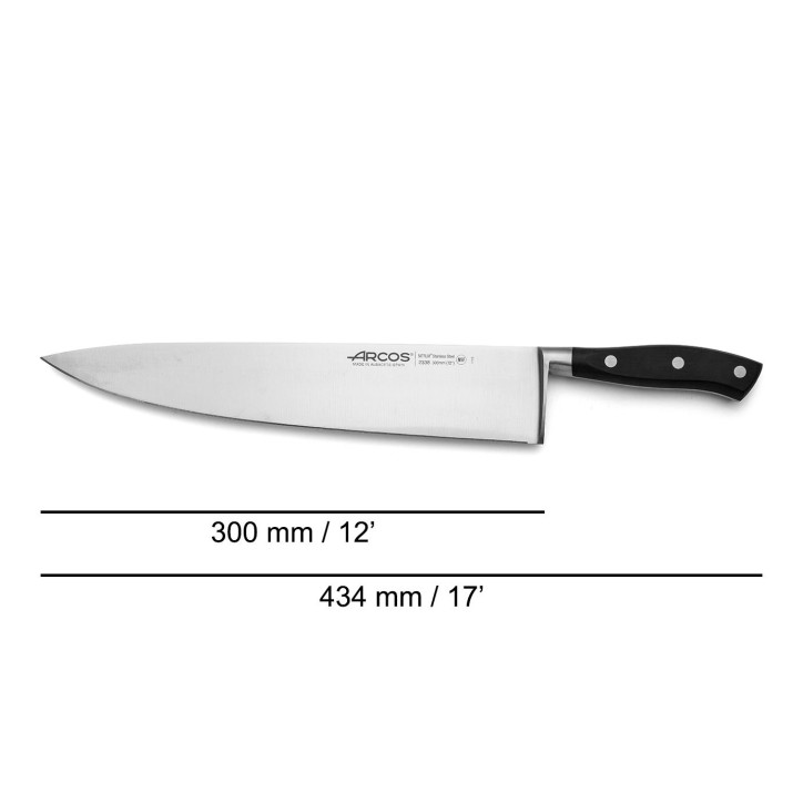 ARCOS SERIE RIVIERA NEGRO: CUCHILLO CEBOLLERO 300mm. FORJADO Ref.233800