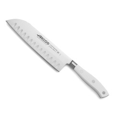 ARCOS SERIE RIVIERA BLANCO: CUCHILLO COCINERO SANTOKU ALVEOLADO 180mm. FORJADO Ref.233524